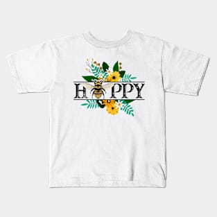 Bee Happy Flowers Kids T-Shirt